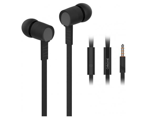 Навушники-гарнітура вакуумні Celebrat D2 з мікрофоном Чорний