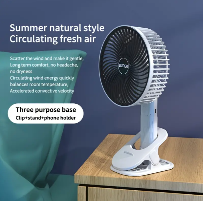 Вентилятор із затискачем для столу бездротовий USB 4 швидкості (2479517796) - фото 5