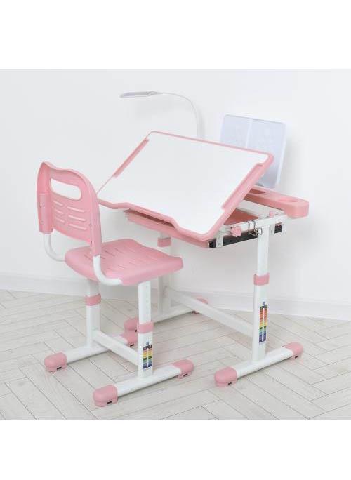 Дитяча парта одномісна зі стільчиком Bambi регульована з лампою та підставкою для книг M Біло-рожевий (5068-8-2) - фото 4 Дитяча парта одномісна зі стільчиком Bambi регульована з лампою та підставкою для книг M Біло-рожевий (5068-8-2) - фото 4