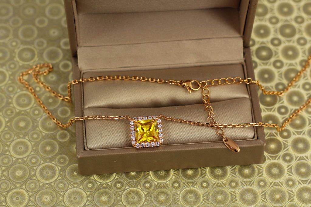 Набір Xuping Jewelry квадрат з жовтим каменем 39 см добір 5 см Золотистий (31371469)