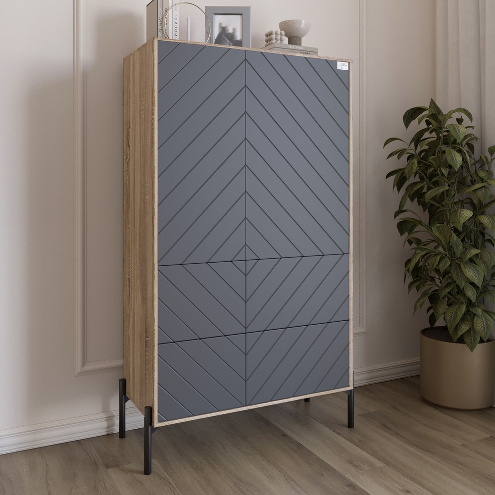 Комод-пенал Lion Амарант 84x40x150 см Дуб Сонома/Трюфель/Графитовый (LION-042130)