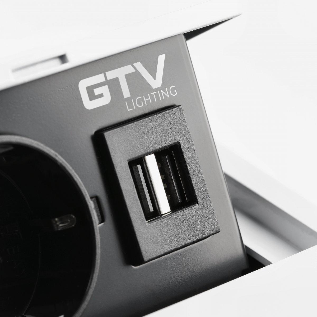 Розетка врізна GTV AVARO Schuko 2xUSB кабель 1,5 м Білий (5074) - фото 2