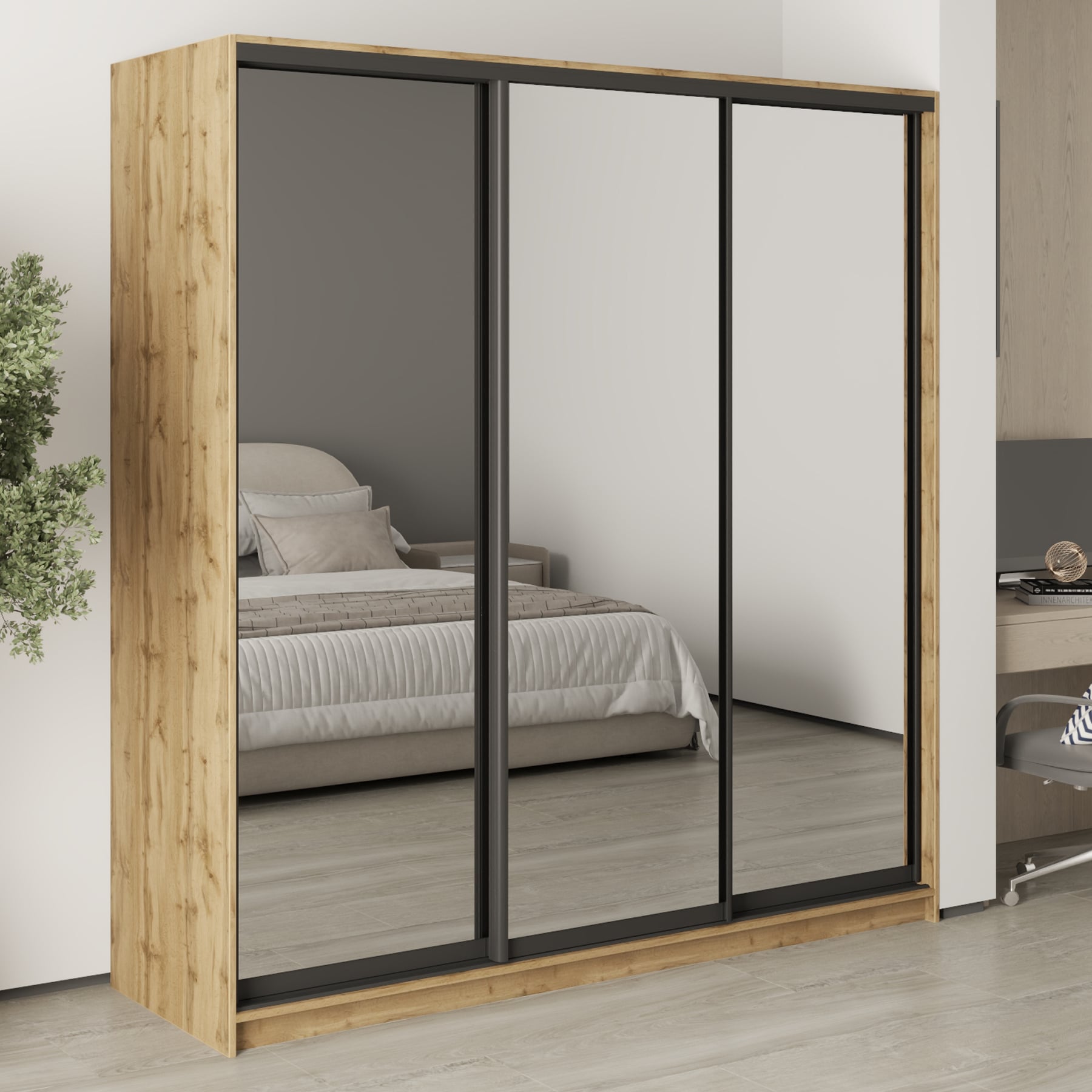 Шкаф-купе трехдверный Mebel Star Комбо BG MBS-9400 200х60х210 см Дуб тахо (1009389)