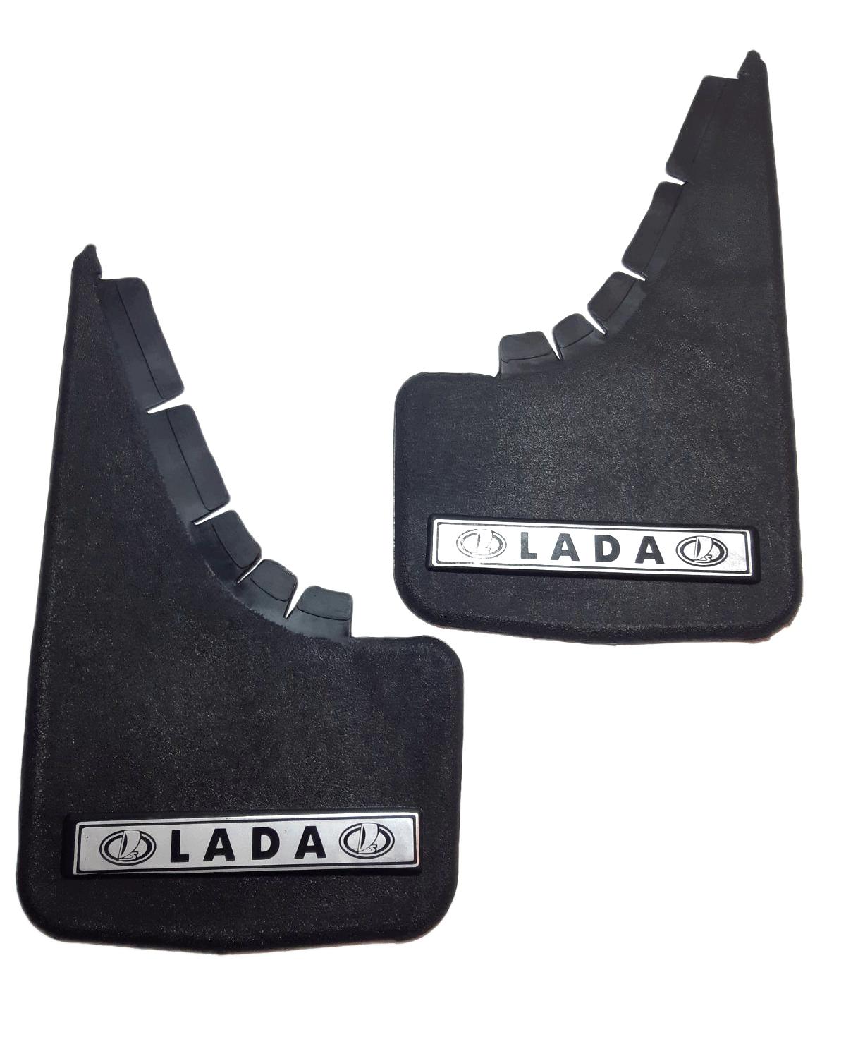 Брызговики малые Lada надпись мягкая структурная резина Mud-Flaps 2 шт. Серебряный/Черный