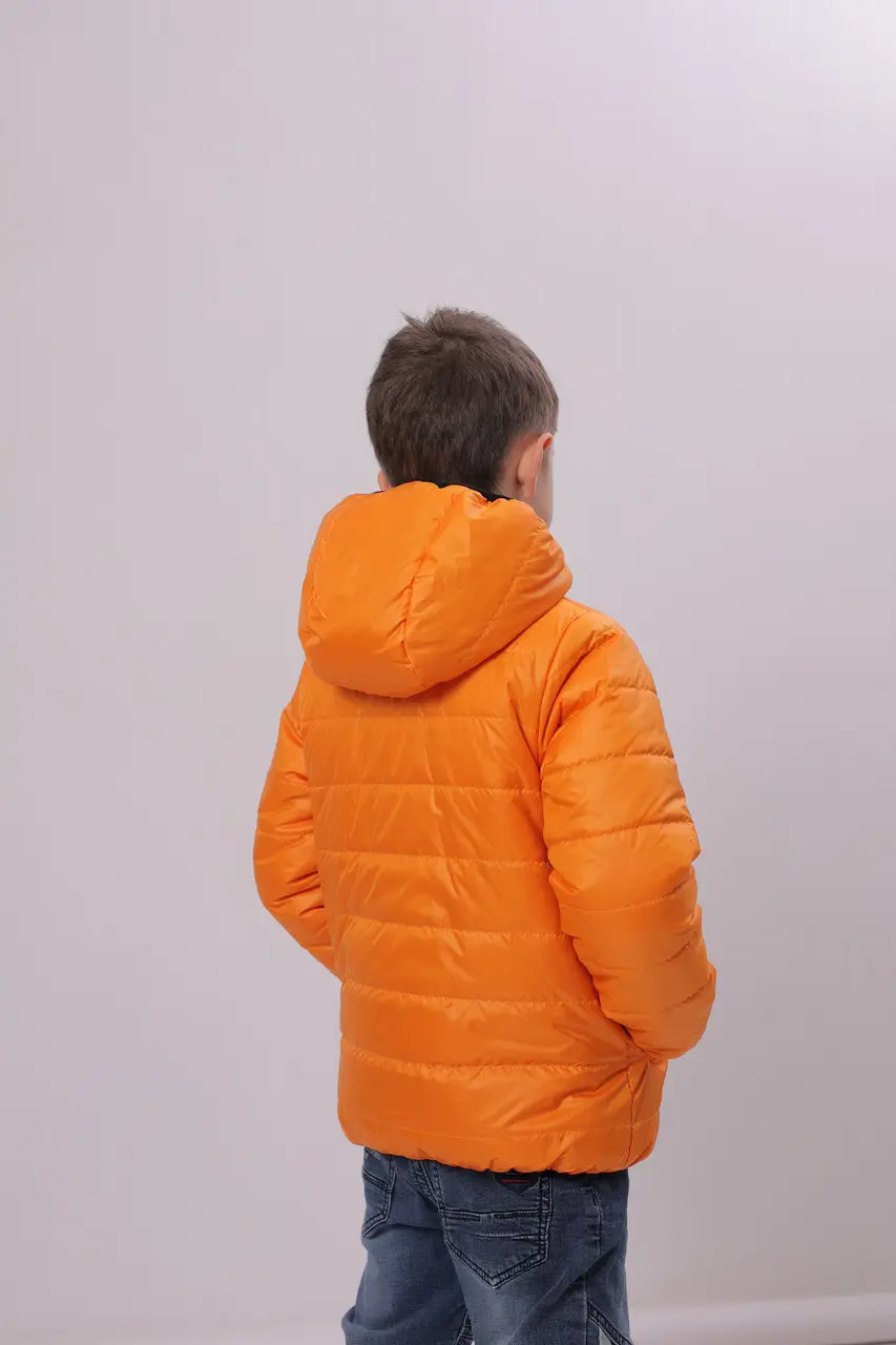 Куртка детская Саша двухсторонняя на мальчика 122 см Черный/Оранжевый (саша-пм122) - фото 4 Куртка детская Саша двухсторонняя на мальчика 122 см Черный/Оранжевый (саша-пм122) - фото 4