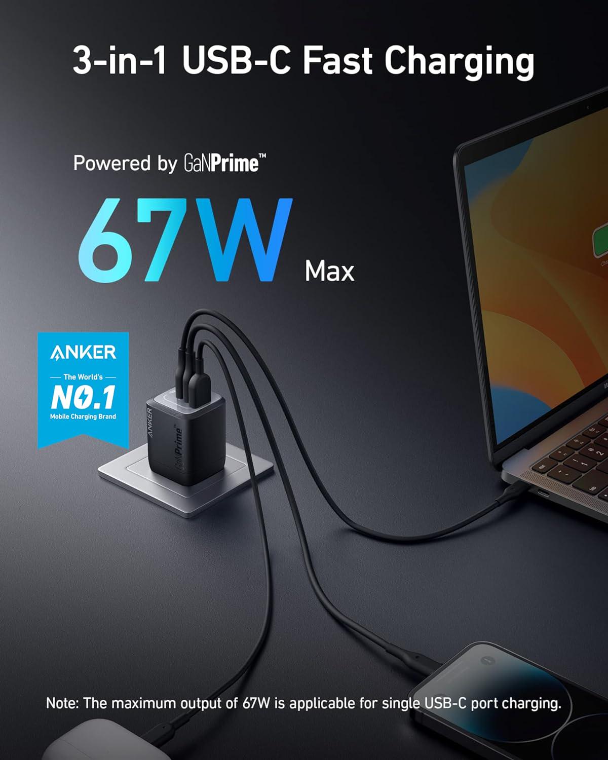 Зарядное устройство для телефонов Anker Prime 67W GaN Wall Charger (A2669) - фото 2