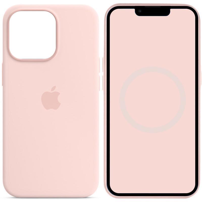 Противоударный Чехол Silicone case (AAA) full with Magsafe and Animation для Apple iPhone 14 Pro Max (6.7") Розовый/Chalk Pink