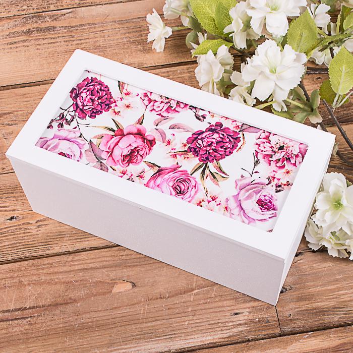 Шкатулка деревянная с розами Белый (4013-10)