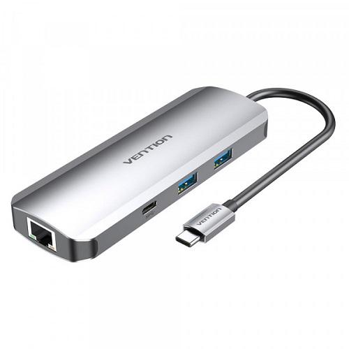 Док-станція Vention TOMHB USB3.1 Type-C-HDMI/USB 3.0x2/RJ45/USB-C/SD/TF/TRRS 3.5/PD 100W