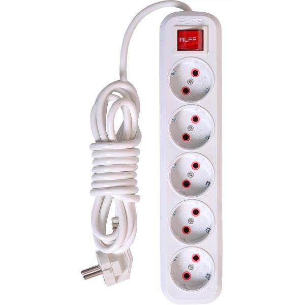 Подовжувач-фільтр мережевий на 5 розетки з вимикачем 3 м (24996066) - фото 1 Подовжувач-фільтр мережевий на 5 розетки з вимикачем 3 м (24996066) - фото 1