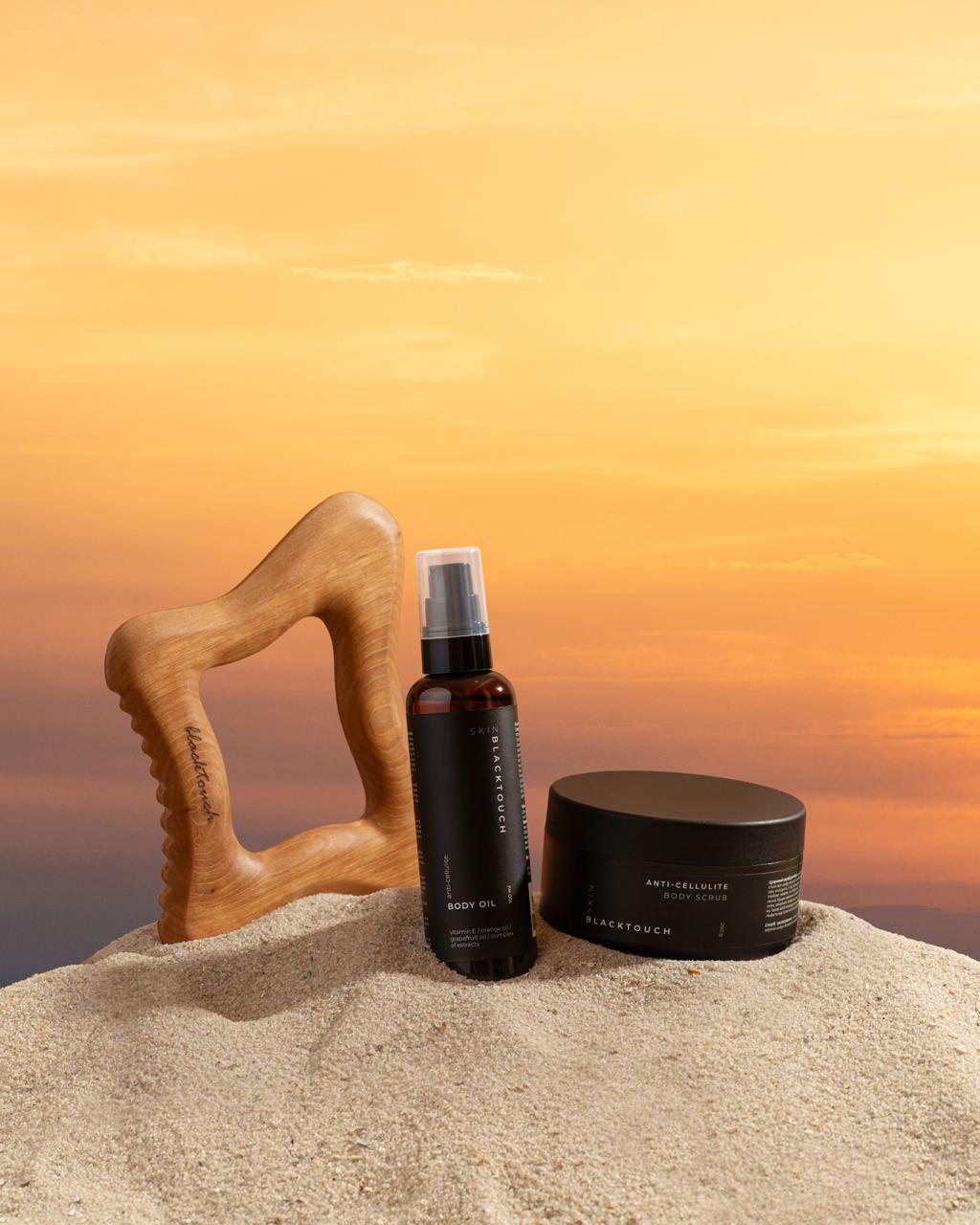 Комплект масло целлюлитное/крем для тела разогревающий/скраб сахарный - фото 2