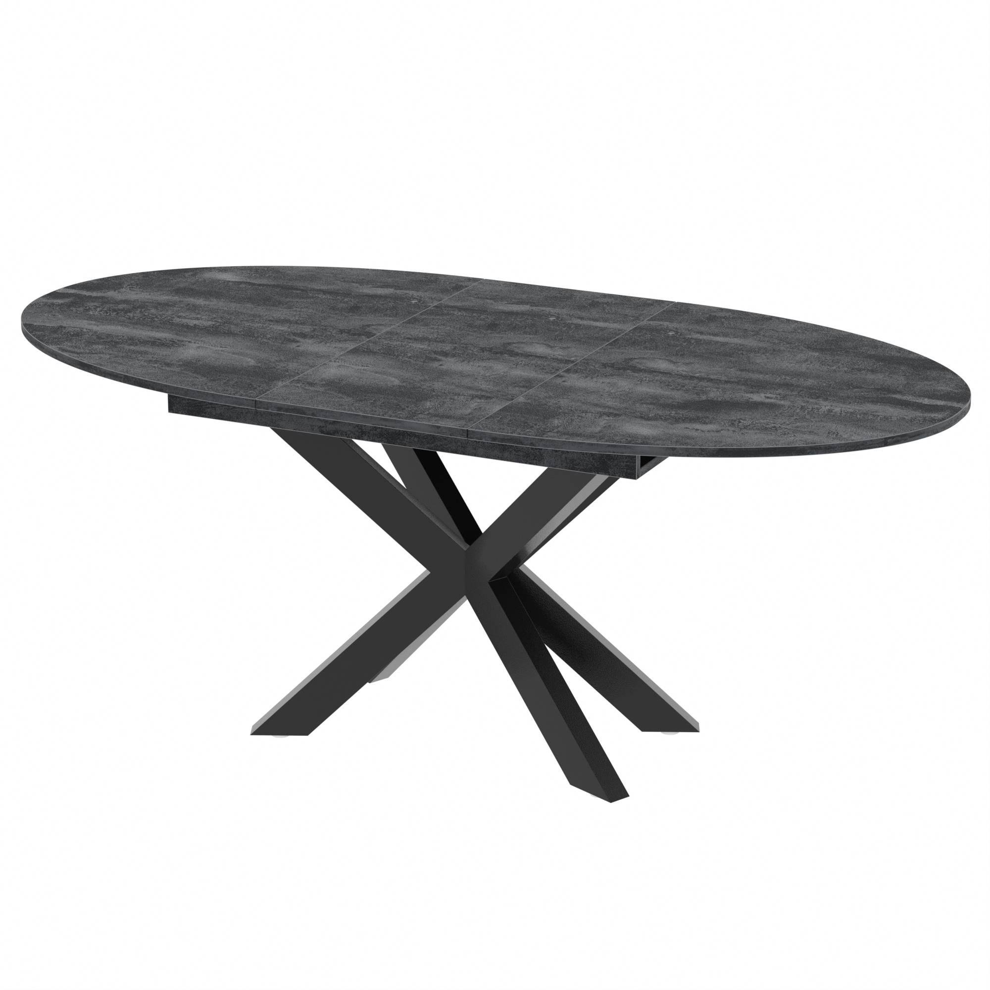 Обеденный стол раздвижной СПАЙДЕР ОВАЛ ДСП Угольный камень (2824821)