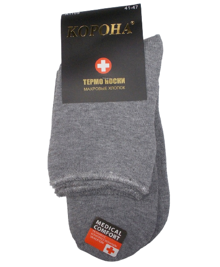 Термоноски мужские без резинки Корона A1109 с махрой р. 41-47 Светло-серый (1484451385)