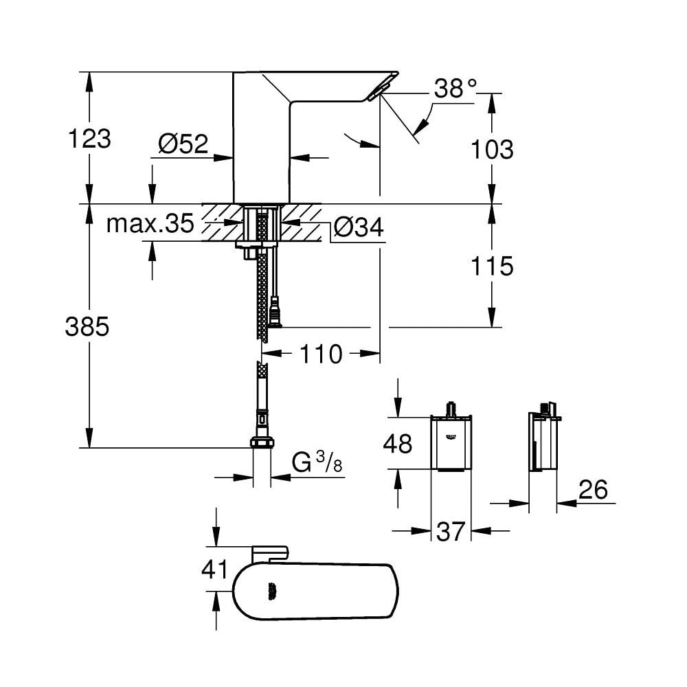 Змішувач для умивальника Grohe BauCosmopolitan E 36451000 сенсорний Хром (111327) - фото 2