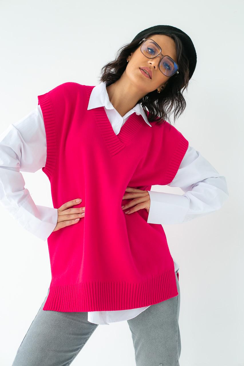 Женская Жилетка вязаная QU STYLE S Фуксия (9442849)