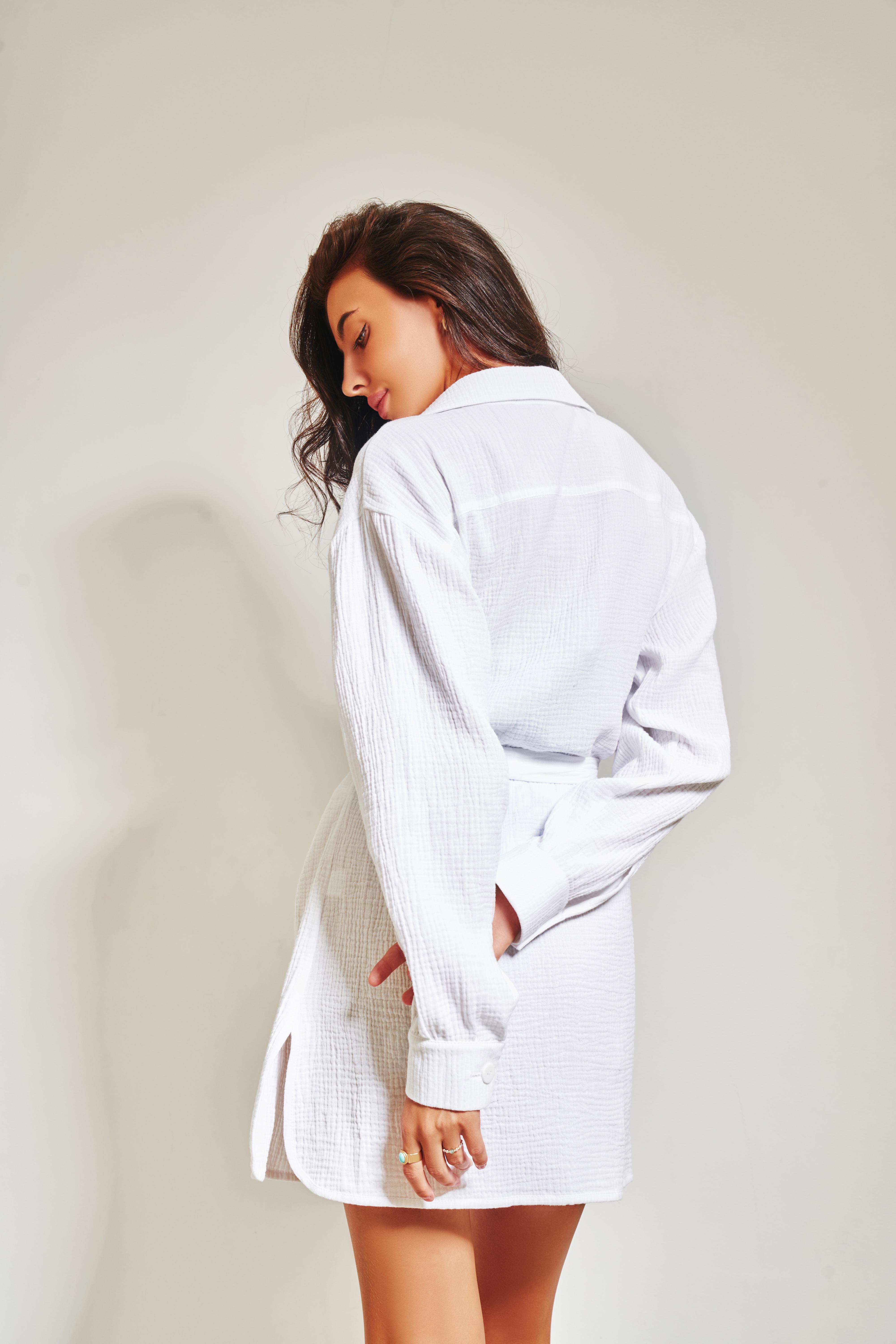 Туніка жіноча літня пляжна Sarko муслін XS/S Білий (00057) - фото 8