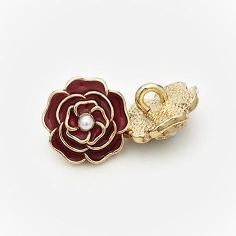 Пуговица Camellia LuxFabric на ножке металл/эмаль 14,5 мм 1 шт. Бордовый (ПВ0014ц27)