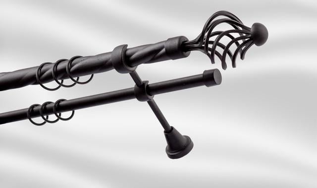 Карниз для шторы Plastidea Арезо металлический двойной витой с крючками D 25-16 мм 160 см Черный