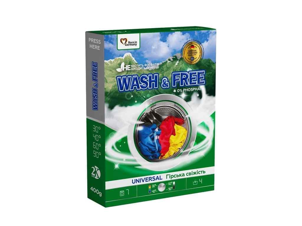 Стиральный порошок Wash&Free ручное/автомат универсальный Горная свежесть 400 г (944807)
