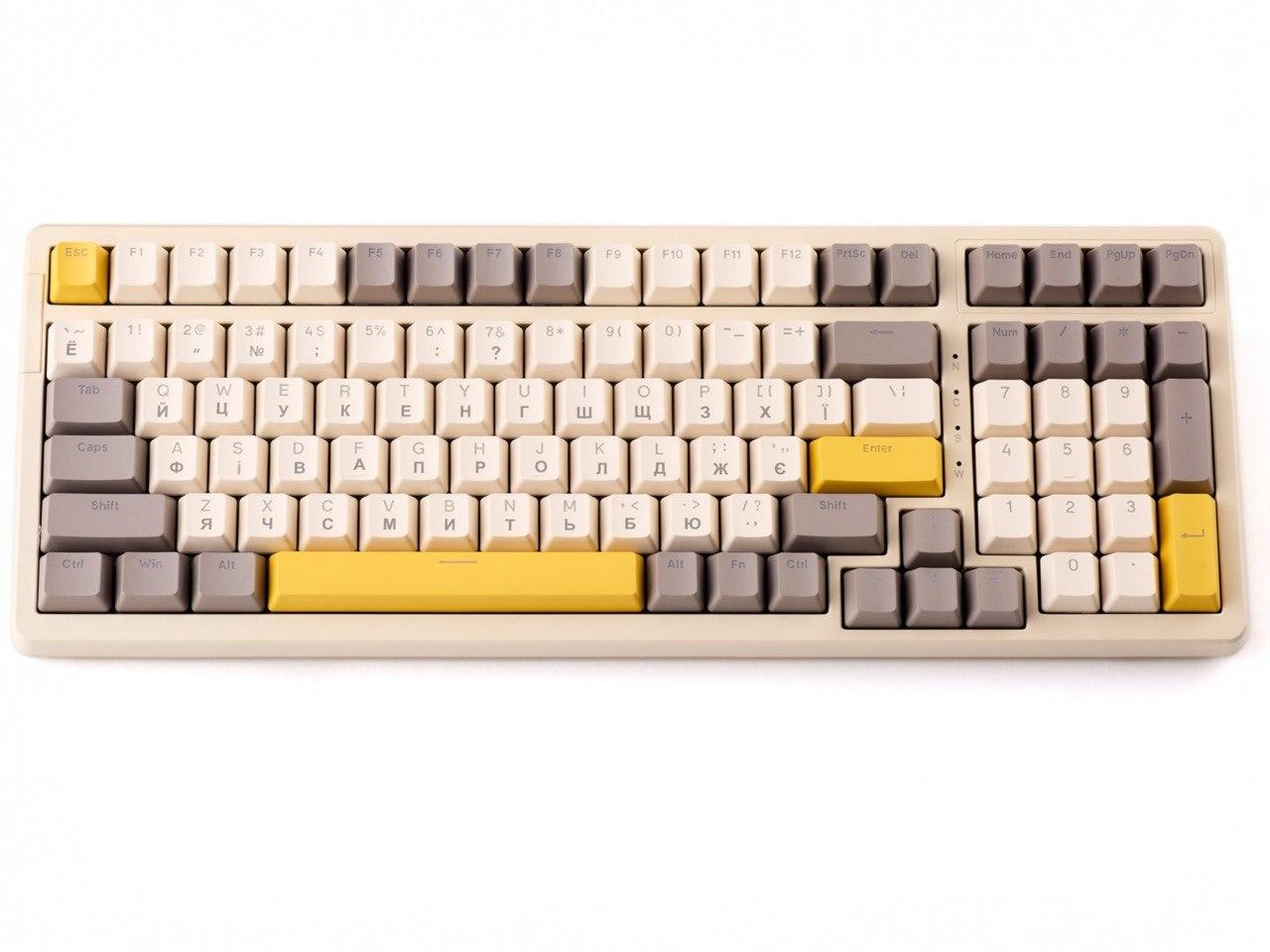 Клавіатура механічна ігрова HotSwap K3MAX RGB підсвічування на червоних свічках провідна механіка Біло-жовтий (2657733289)