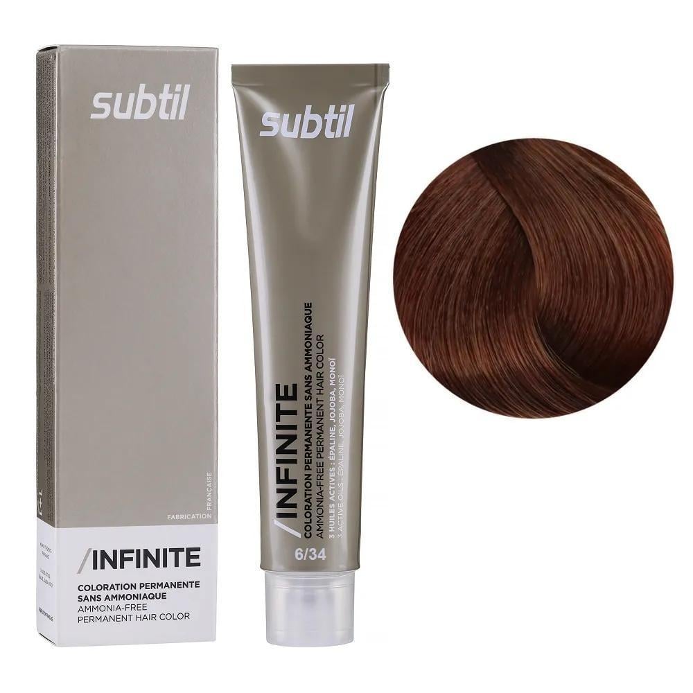 Крем-краска безаммиачная для волос Subtil Infinite Permanent Hair Color 6.34 Темный золотистый медный блондин 60 мл