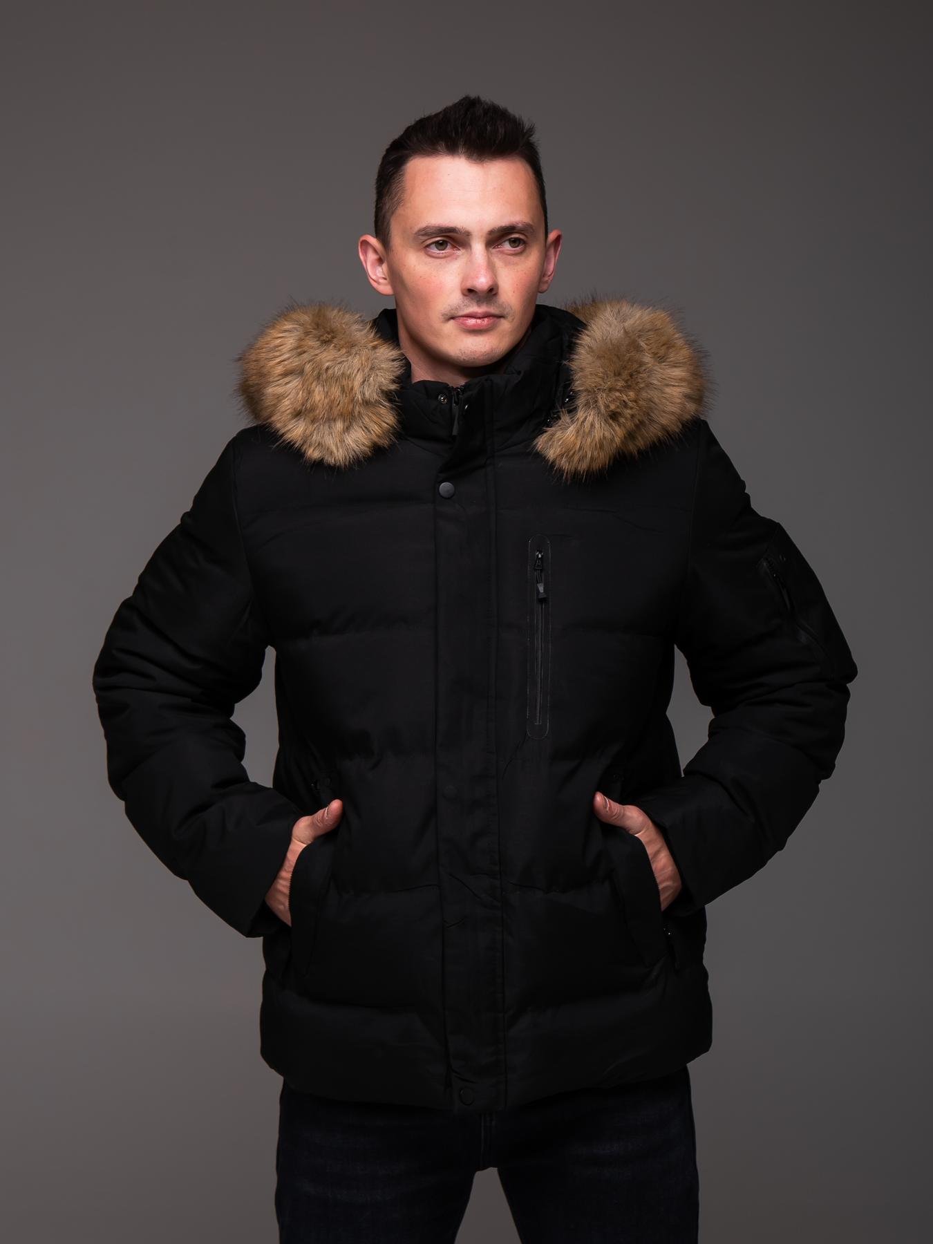 Куртка чоловіча зимова з хутром на капюшоні до -25°С XXL Чорний (2445/3)