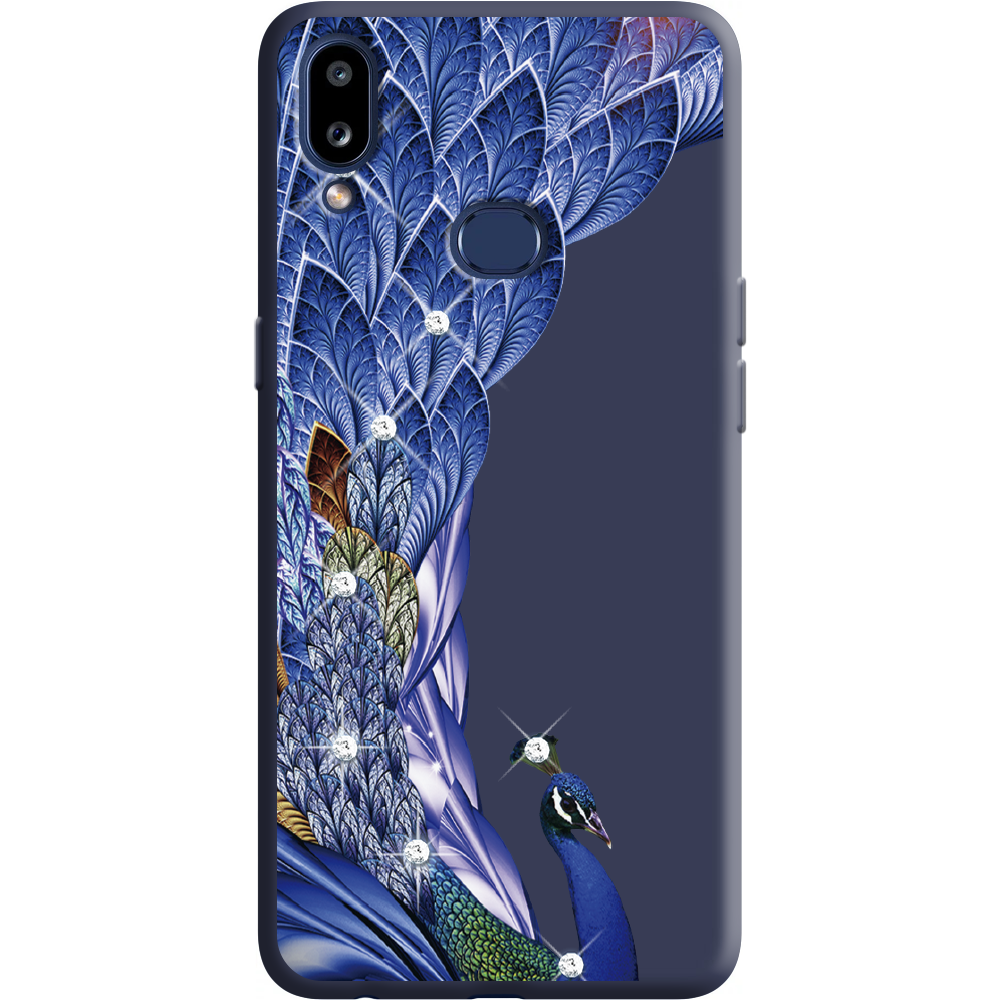 Чохол Boxface Samsung A107 Galaxy A10s Павич зі стразами Синій силікон (37944-rs7-38657)