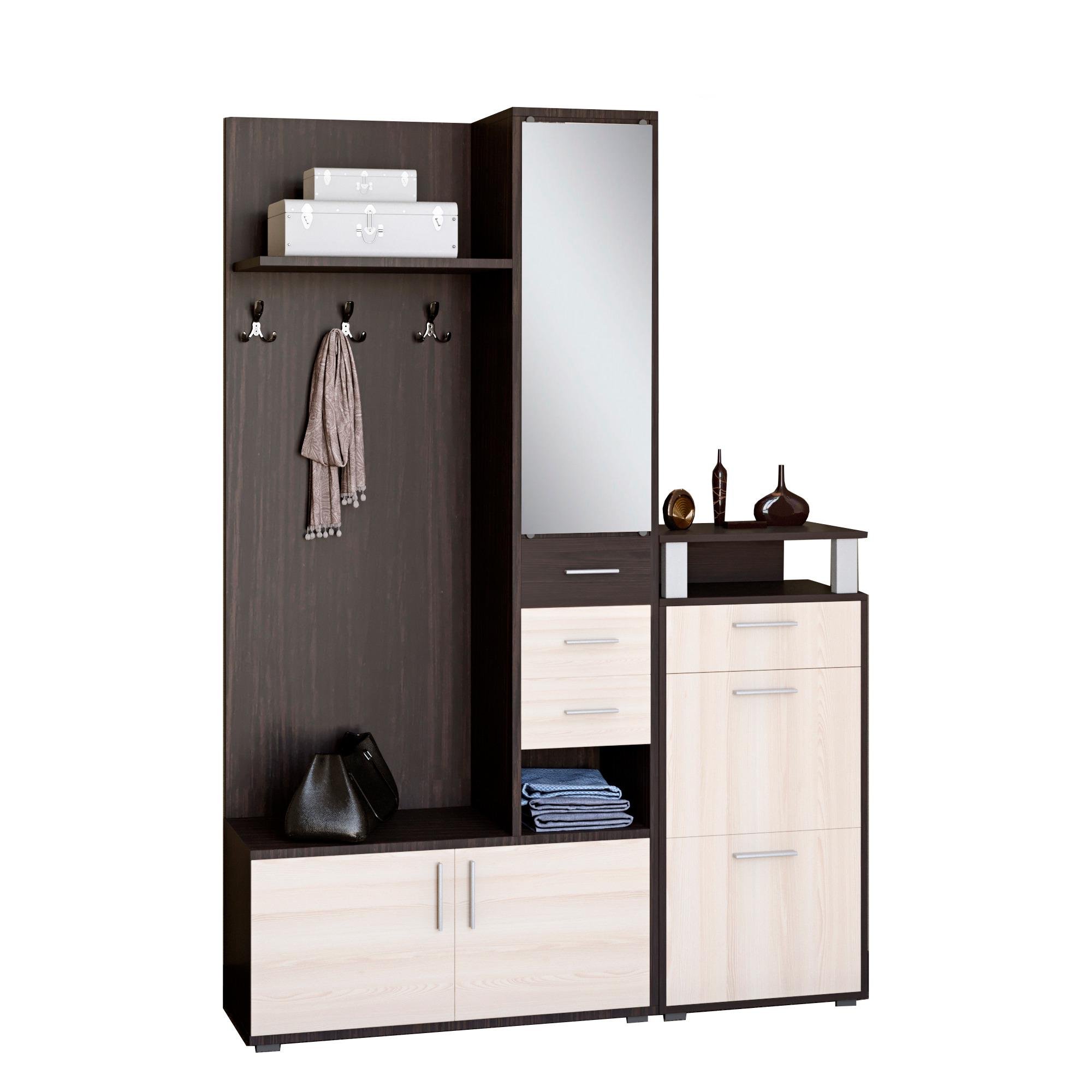 Прихожая Эверест Ривьера с тумбой для обуви ТО-1 Венге/Дуб молочный (EVR-2522)