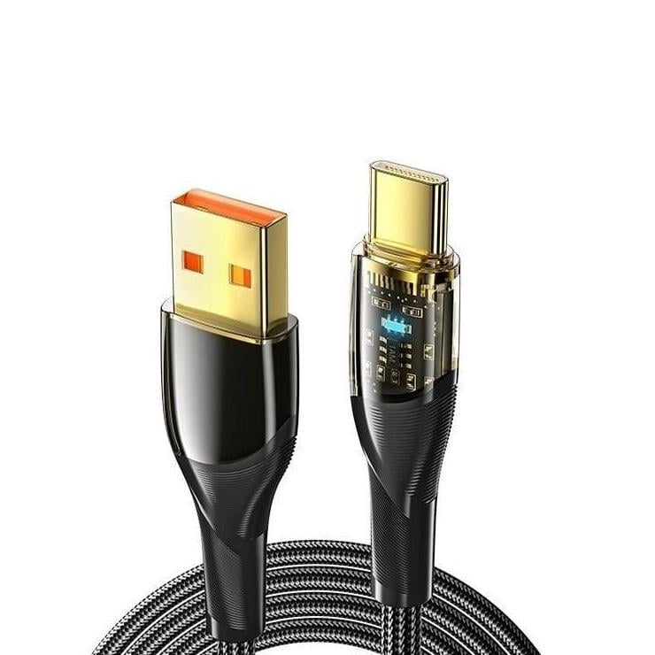 Кабель Essager USB to Type-C PD/QC 100W 7A Black Transparent 1 м Black (25397394)