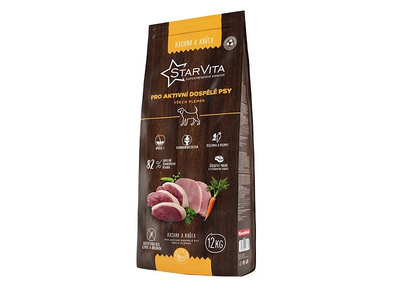 Корм сухой для взрослых активных собак всех пород StarVita утка и индейка суперпремиум беззерновой 12 кг (3229952758)