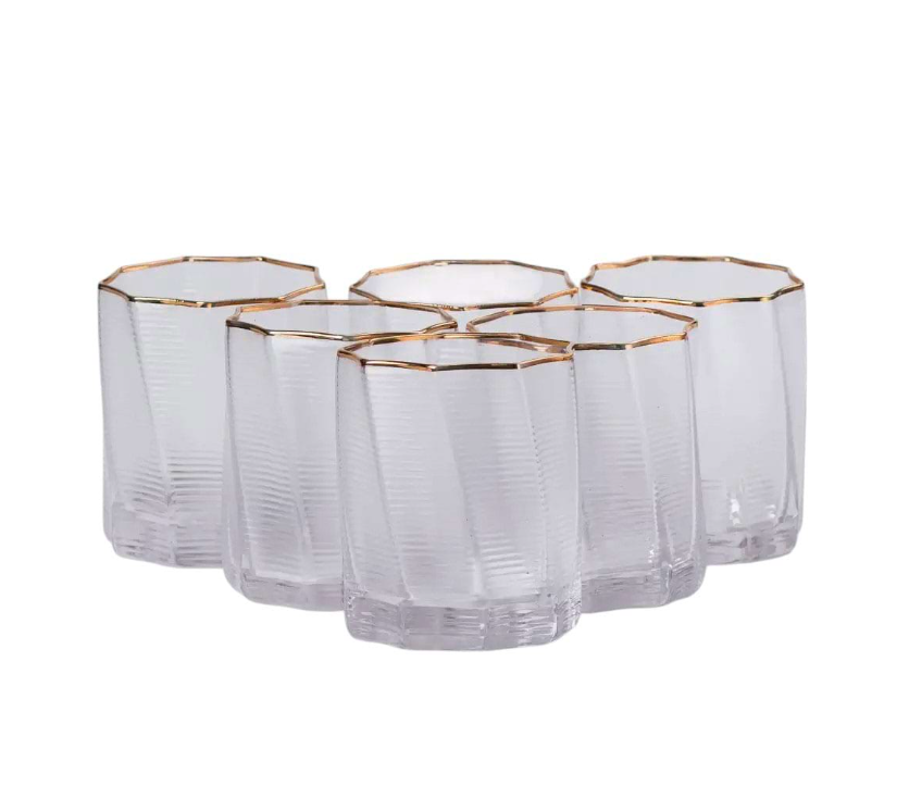 Набір склянок 3-D print 6 шт. по 300 мл Прозорий/Золотий - фото 2