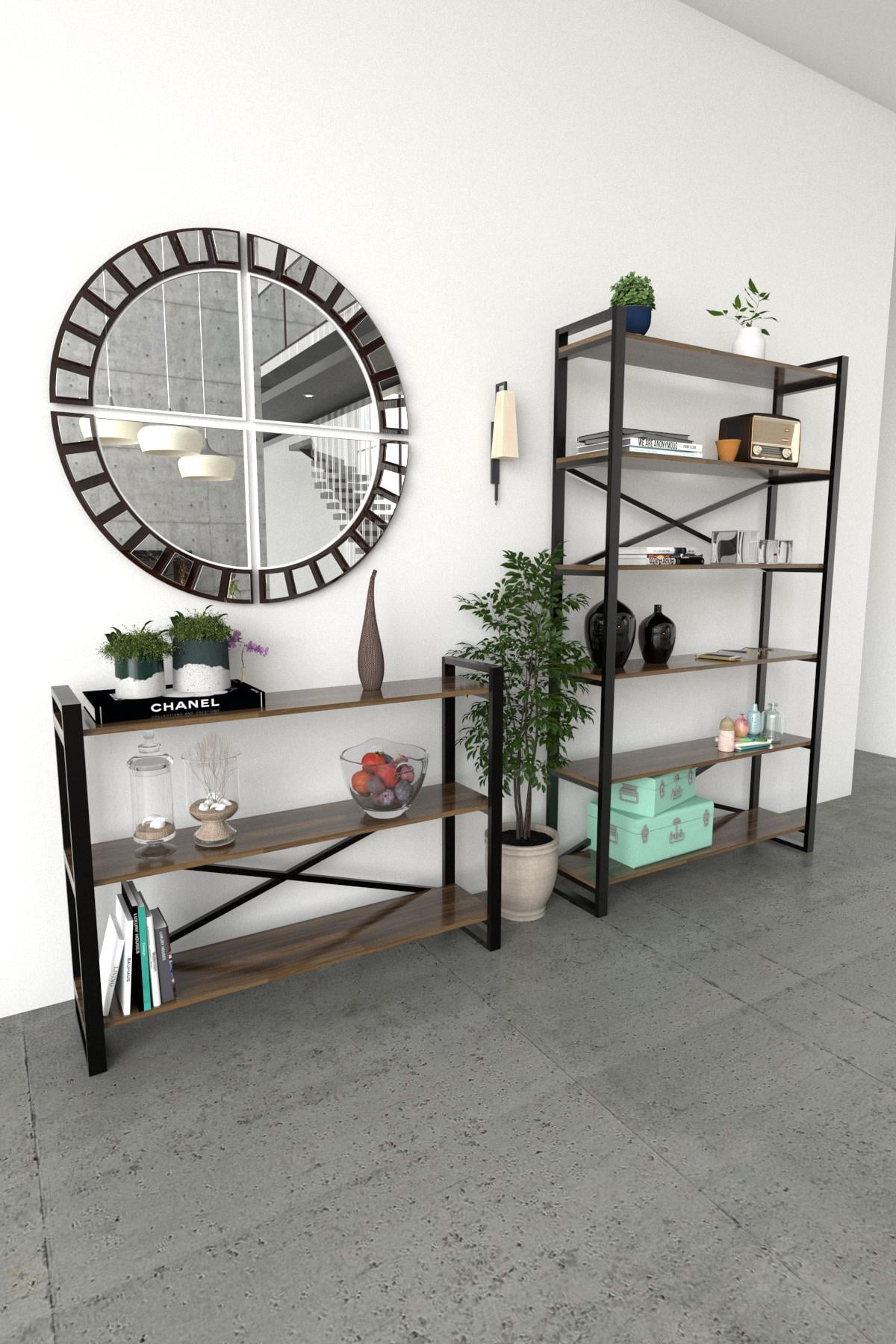 Комплект стеллажей EcoLoft Lagos DSP-1260-11 в стиле лофт Орех Модена (DSP-1260-11)