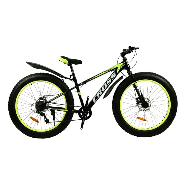 Велосипед фэтбайк Cross 26х4" Tank 2025 15" Black/Neon yellow