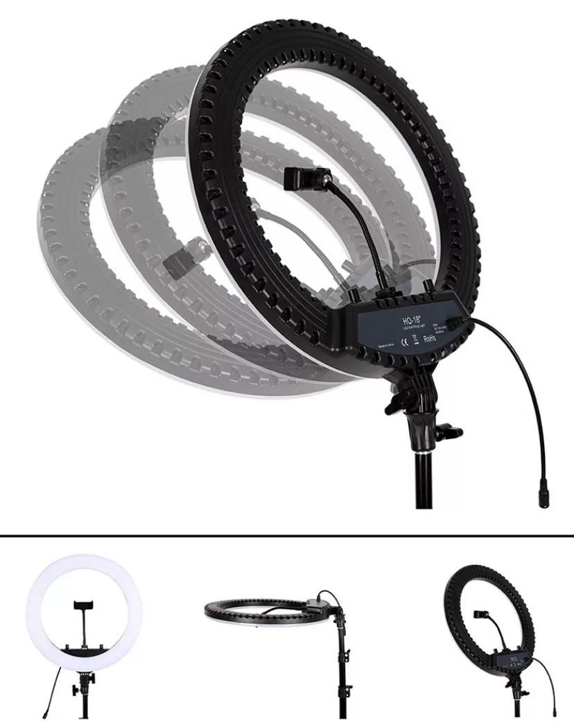Кольцевая лампа Ring Light HQ-18 55W SMD PRO светодиодная усиленный штатив - фото 3 Кольцевая лампа Ring Light HQ-18 55W SMD PRO светодиодная усиленный штатив - фото 3