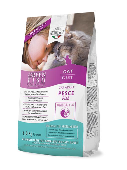 Корм сухий Marpet Greenfish для дорослих кішок дієтичне харчування 1,5 кг - фото 1 Корм сухий Marpet Greenfish для дорослих кішок дієтичне харчування 1,5 кг - фото 1