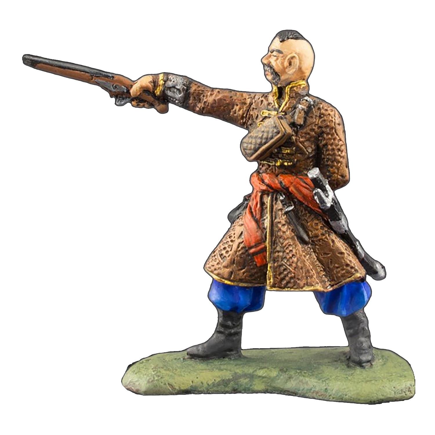 Статуетка колекційна фарбована Козак з пістолетом з металу та олова 6,5 см (42000038)