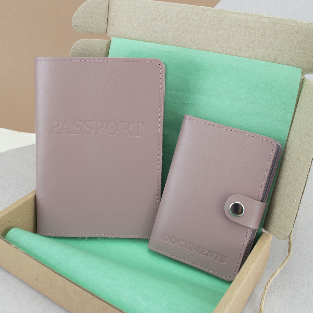 Подарочный набор женский HandyCover №60 обложка на документы/обложка на паспорт Нюдовый