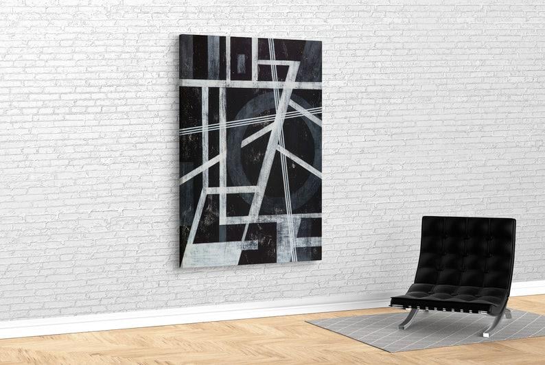 Картина для интерьера абстракция белые линии 51x34 см (658)