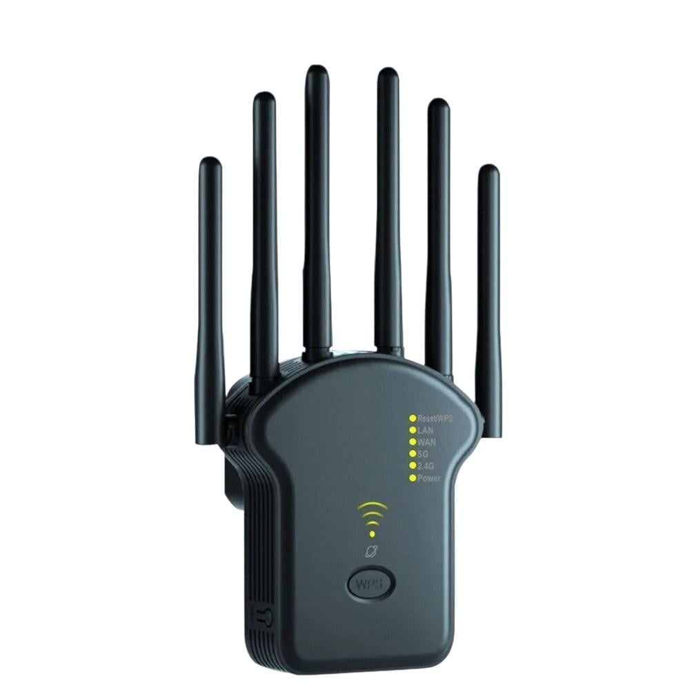 Ретранслятор Wi-Fi AC1200M Dual Band 2,4/5,8 ГГц 6 антен WPS Чорний (3197470791)