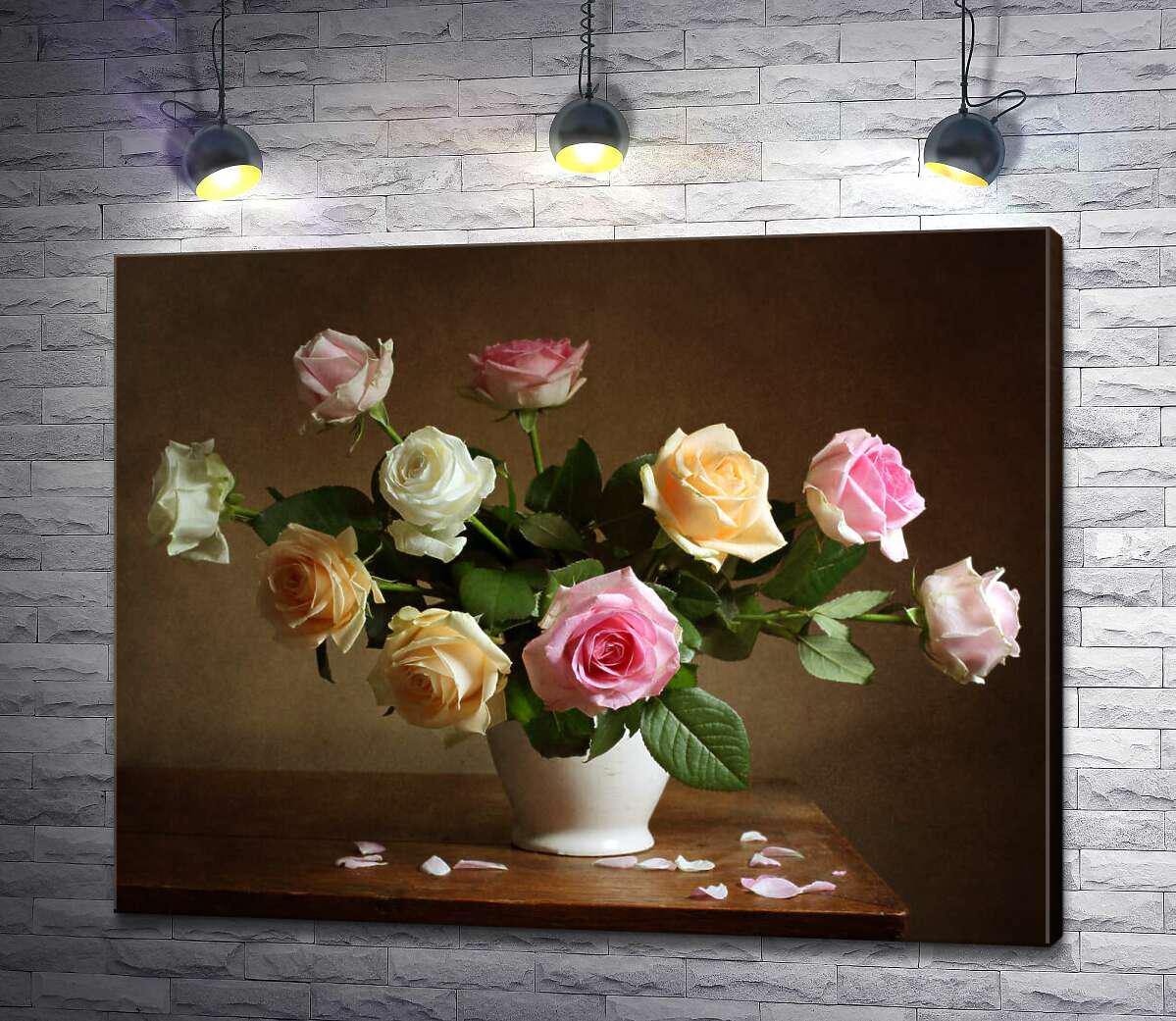 Картина ArtPoster Белая ваза с букетом роскошных роз 100x78 см Модуль №1 (003032)