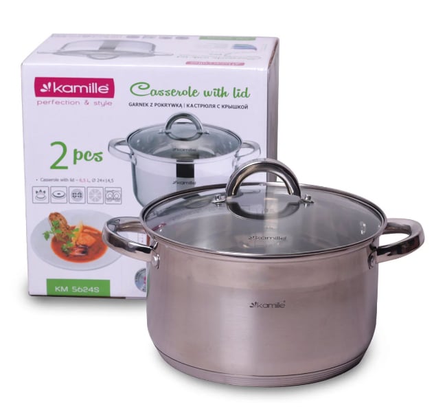 Кастрюля с крышкой Kamille 6,5 л (KM-5624S)