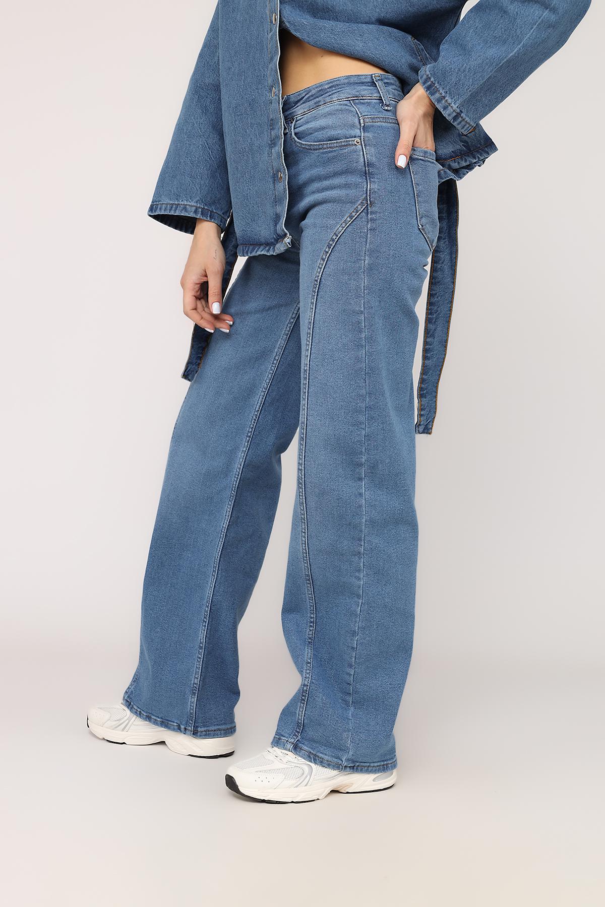 Джинси жіночі Wide leg ЦБ-00274407 р. 50 Блакитний (SKT001058528) - фото 3