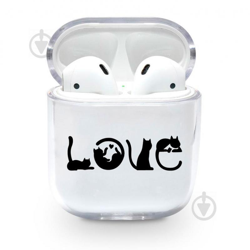 Прозрачный силиконовый чехол Apple AirPods с рисунком - Cat Love (KAP1234)
