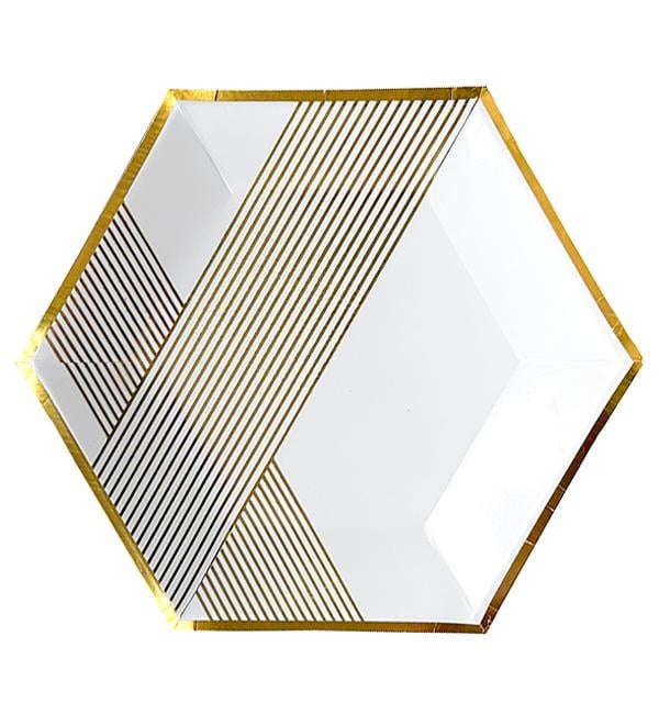 Тарелки одноразовые Золотые линии 10 шт. 18 см Белый (10714)