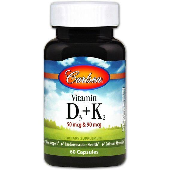 Комплекс Carlson Labs Vitamin D3 + K2 50 mcg + 90 mcg 60 Caps (CAR-10610)