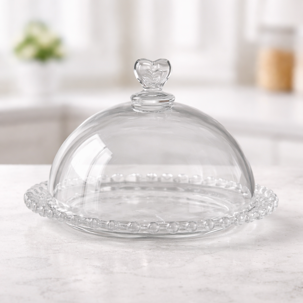 Блюдо стеклянное с крышкой Сердце любви 19 см (40166)