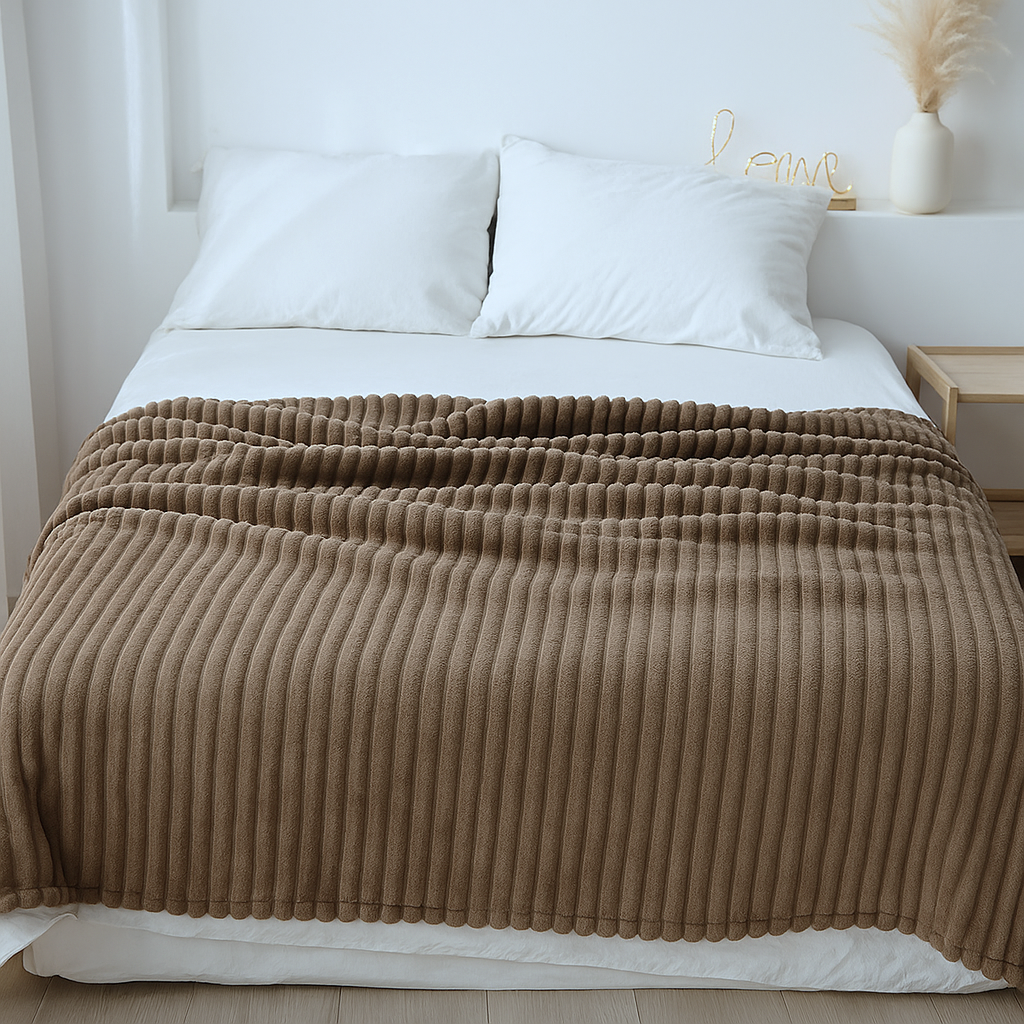 Плед-покрывало шарпей в полоску 2 см 180х200 см Хаки - фото 2