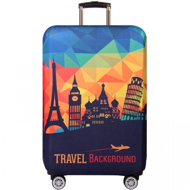 Чехол защитный Travel Background для чемодана с принтом плотный материал S Чехол защитный Travel Background для чемодана с принтом плотный материал S
