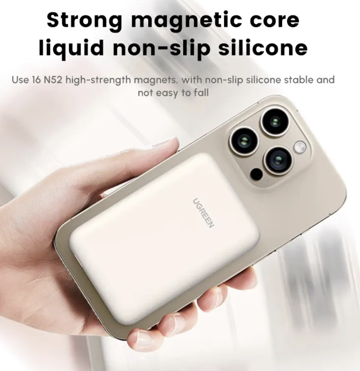 Повербанк UGREEN Ultra-Slim 5000 mA 15W Qi2 Certified Magnetic Beige - фото 5 Повербанк UGREEN Ultra-Slim 5000 mA 15W Qi2 Certified Magnetic Beige - фото 5