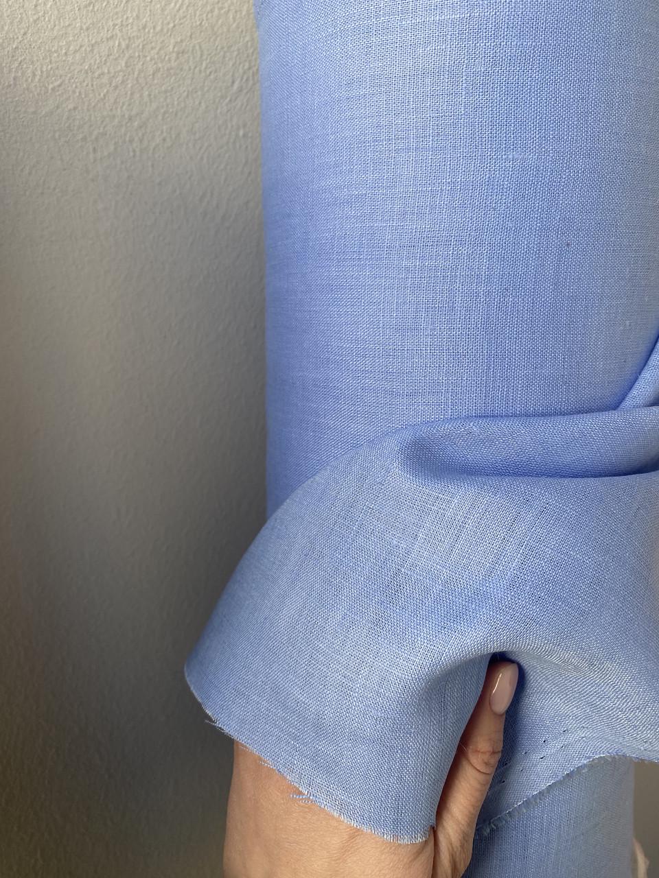 Тканина сорочково-платтєва LINEN PLUS 100% льон 143 см 435 Волошковий - фото 2